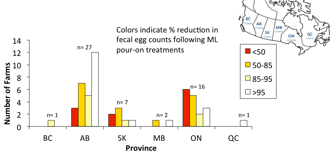 roundworm egg counts cattle canada